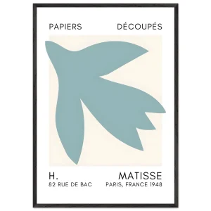Artfulprints Poster met Lijst Matisse – Shapes in the air turquoise   - 70x100 cm - Turquoise
