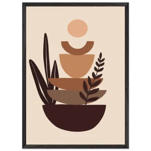 Artfulprints Poster met Lijst Boho – Balanced earth   - 50x70 cm - Bruin