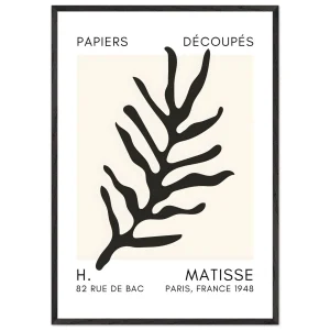 Artfulprints Poster met Lijst Matisse – Ocean flora black   - 70x100 cm - Zwart