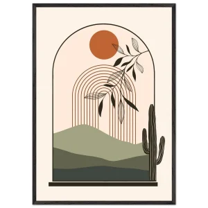 Artfulprints Poster met Lijst Boho – Desert window - 70x100 cm - Meerkleurig