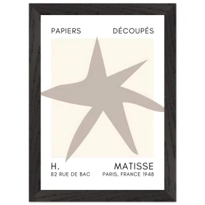 Artfulprints Poster met Lijst Matisse – Star of the sea grey   - A4 21x29.7 cm - Grijs