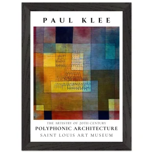Artfulprints Poster met Lijst Paul Klee - Polyphonic architecture   - A4 21x29.7 cm - Meerkleurig