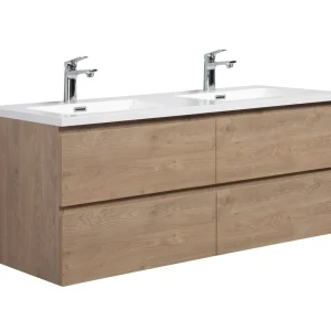 Badplaats Badkamermeubel Set Angela 140 cm – Kastanje Eiken – Badmeubel met Wastafel