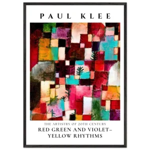 Artfulprints Poster met Lijst Paul Klee - Red green and violet-yellow rhythms   - 70x100 cm - Meerkleurig