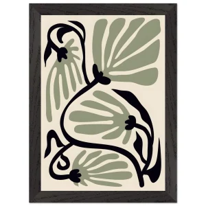 Artfulprints Poster met Lijst Matisse – Ode to a green flower - A4 21x29.7 cm - Groen