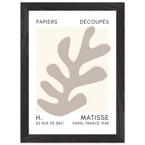 Artfulprints Poster met Lijst Matisse – Ocean petals grey   - A4 21x29.7 cm - Grijs