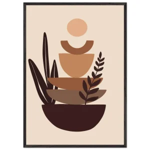 Artfulprints Poster met Lijst Boho – Balanced earth   - 70x100 cm - Bruin