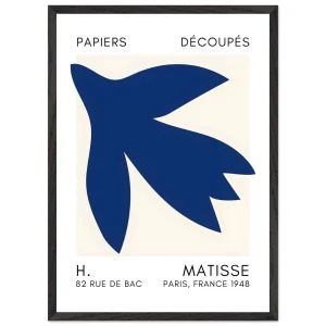 Artfulprints Poster met Lijst Matisse – Shapes in the air navy blue   - 50x70 cm - Blauw