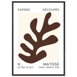 Artfulprints Poster met Lijst Matisse – Ocean petals brown   - 70x100 cm - Bruin