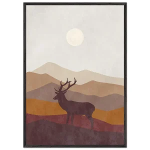Artfulprints Poster met Lijst Boho – Highland calm   - 70x100 cm - Bruin