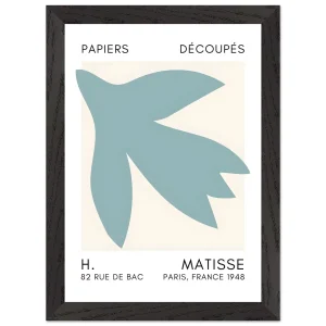 Artfulprints Poster met Lijst Matisse – Shapes in the air turquoise   - A4 21x29.7 cm - Turquoise