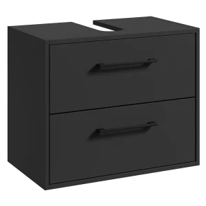 Badplaats Wastafelkast Florence 60 x 35 x 47 cm – Mat Zwart – Onderkast met Uitsparing