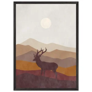 Artfulprints Poster met Lijst Boho – Highland calm   - 50x70 cm - Bruin