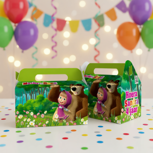 Uitdeelbox traktatie printable Masha en de beer