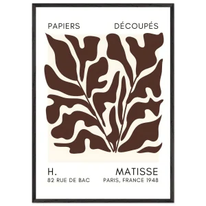 Artfulprints Poster met Lijst Matisse – Seabed shapes brown   - 70x100 cm - Bruin