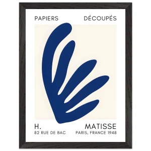 Artfulprints Poster met Lijst Matisse – Aquatic impression navy blue II   - 30x40 cm - Blauw