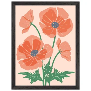 Artfulprints Poster met Lijst Boho – Field flowers   - 30x40 cm - Oranje