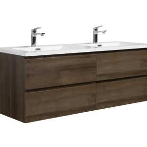 Badplaats Badkamermeubel Set Angela 140 cm – Bruin Eiken – Badmeubel met Wastafel