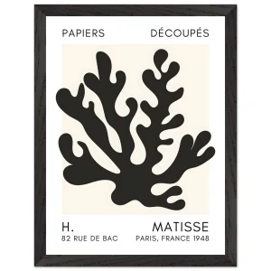 Artfulprints Poster met Lijst Matisse – Saltflower shapes black   - 30x40 cm - Zwart