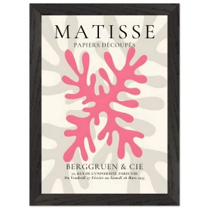 Artfulprints Poster met Lijst Matisse – Pink coral   - A4 21x29.7 cm - Roze