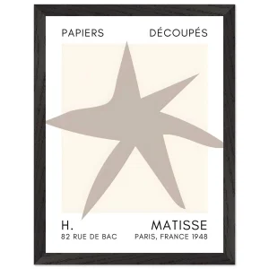 Artfulprints Poster met Lijst Matisse – Star of the sea grey   - 30x40 cm - Grijs
