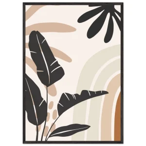 Artfulprints Poster met Lijst Boho – Jungle motion   - 70x100 cm - beige