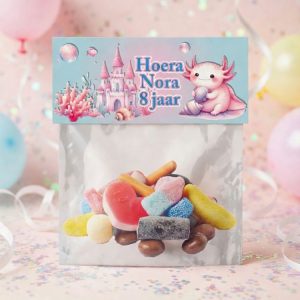 Snoepzak label printable Axolotl