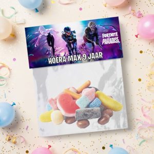 Snoepzak label printable Fortnite Paradise