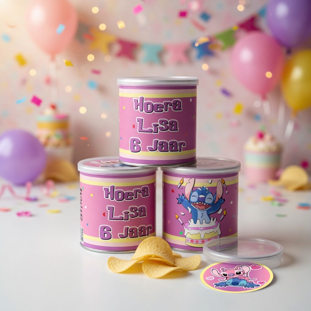 Pringles wikkel printable Stitch Party rose paars