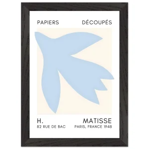 Artfulprints Poster met Lijst Matisse – Shapes in the air light blue   - A4 21x29.7 cm - Blauw