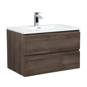 Badplaats Badkamermeubel Set Angela 80 cm – Bruin Eiken – Badmeubel met Wastafel