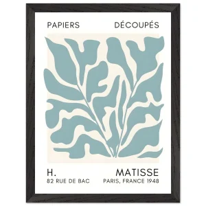 Artfulprints Poster met Lijst Matisse – Seabed shapes turquoise   - 30x40 cm - Turquoise