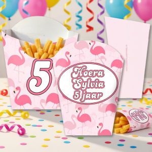 Traktatie frietbakje printable Flamingo C