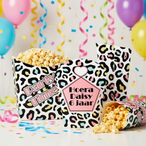 Traktatie frietbakje printable Panterprint kleur