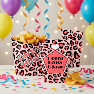 Traktatie frietbakje printable Panterprint rose