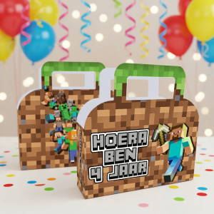 Traktatie koffertje printable Minecraft