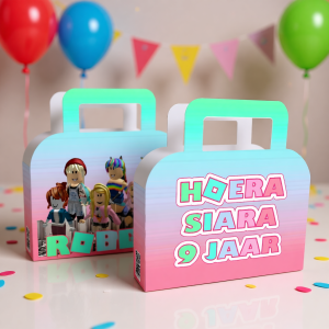 Traktatie koffertje printable Roblox Party