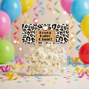 Snoepzak label printable Panterprint bruin B