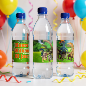 Water/drinkfles etiket printable Dino